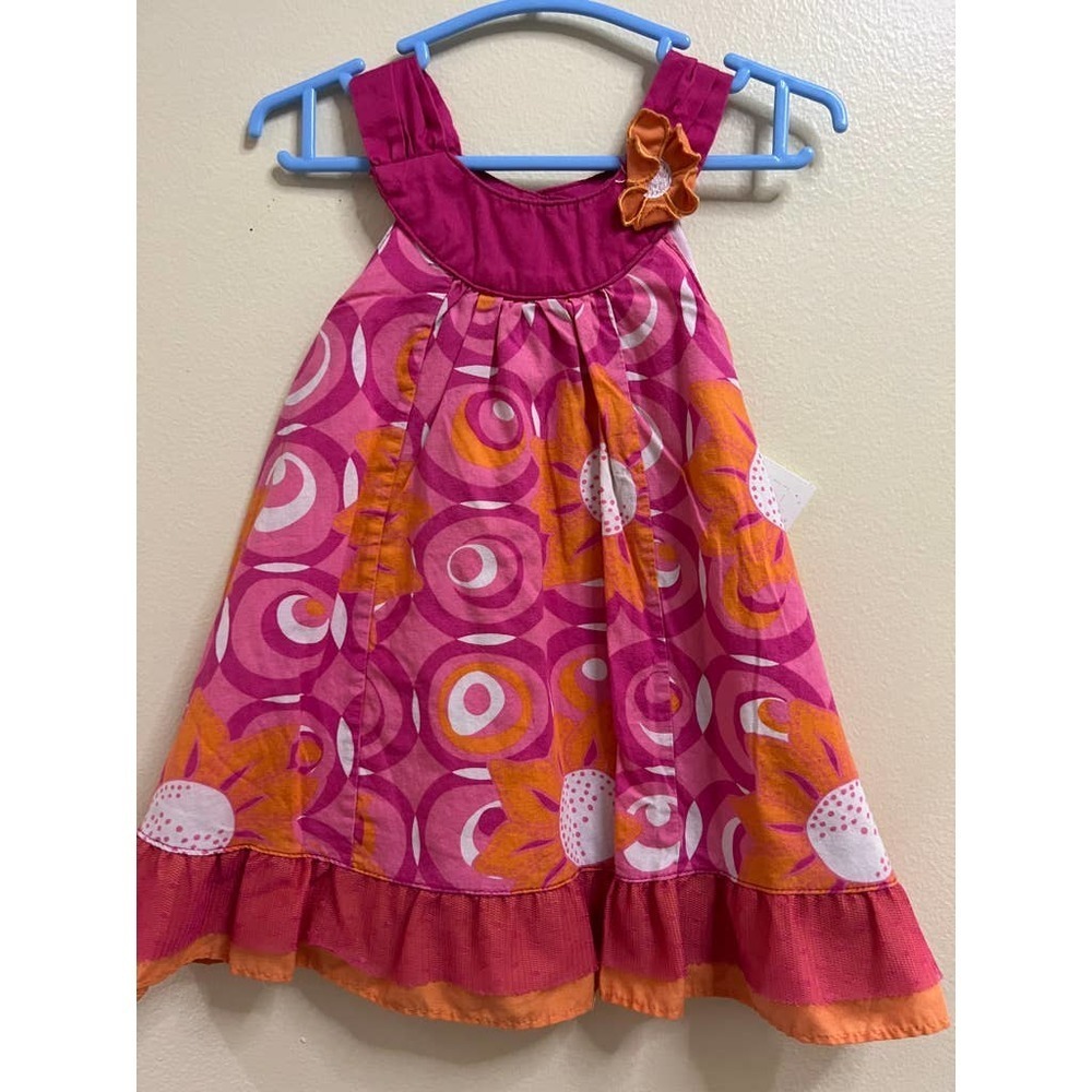 Penelope Mack Pink and Orange Sleeveless Dress Size 12 Months EUC​​​